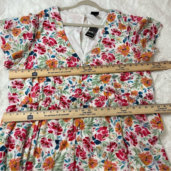 Torrid Floral Hi-low Flutter Sleeve Ivory Gauze Button Front Tea-Length Dress 3X - Picture 12 of 15